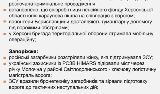 Основні події на Півдні України за 29 січня