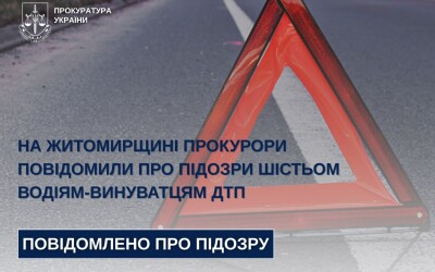 На Житомирщині прокурори повідомили про підозри шістьом водіям-винуватцям ДТП