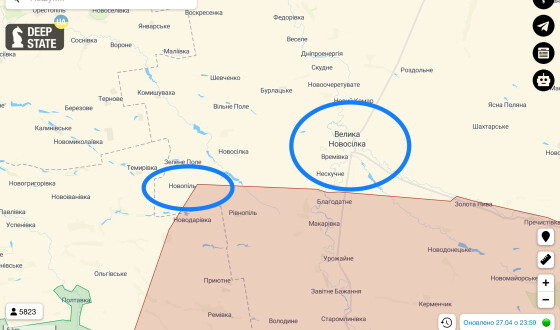 Важкі бої в районі Великої Новосілки (карта)