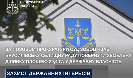 За позовом прокуратури суд зобов’язав Брусилівську селищну раду повернути земельну ділянку площею 29,4 га у державну власність