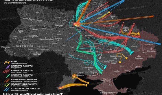 У ніч на 20 серпня ворог атакував Україну комбінованою ракетно-дроновою атакою