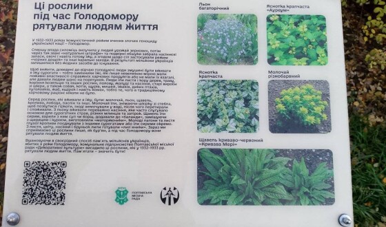 У Полтаві біля знаку жертвам Голодомору висадили рослини, які рятували життя під час геноциду й встановили інформтаблицю