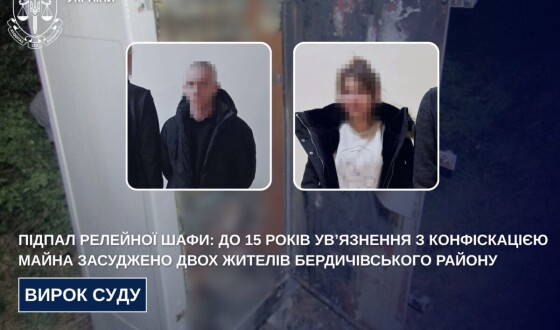 Чоловік з жінкою засуджені до 15 років ув’язнення з конфіскацією майна за підпал релейної шафи