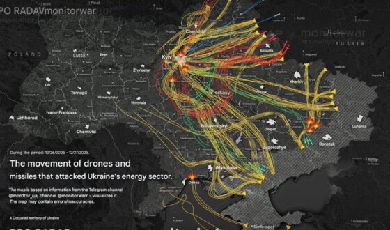 У ніч на 27 грудня ворог завдав комбінованого удару по об’єктах критичної інфраструктури України