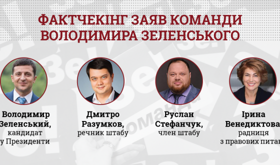 Фактчекінг заяв представників команди В. Зеленського: низка тверджень не відповідають дійсності