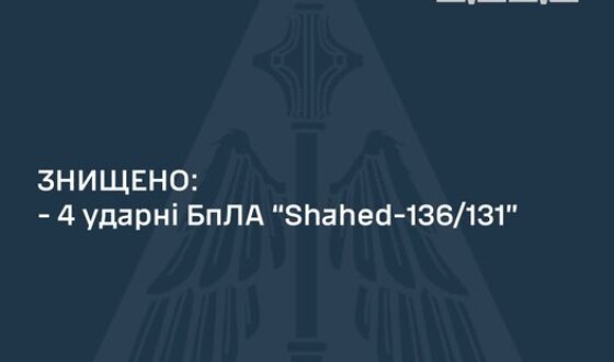 Сьогодні вночі Сили оборони України знищили усі чотири шахеди