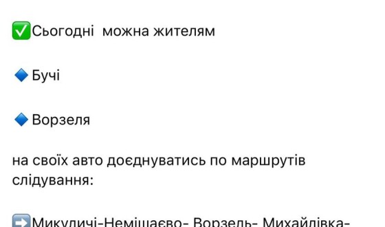 12 березня: маршрути евакуації з Бучі