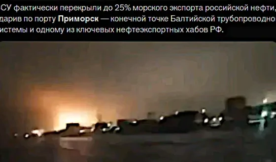 Оператори Сил безпілотних систем уразили один із найбільших експортних нафтових терміналів росії на Балтиці