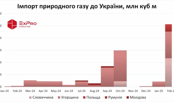 Імпорт газу в лютому зріс до максимуму за 1,5 роки – 512 млн куб м