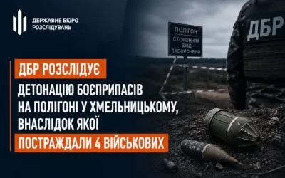 Досудове розслідування за фактом детонації боєприпасів на території військового полігону у Хмельницькому