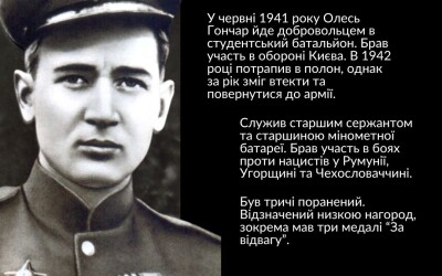 УІНП створив просвітницький слайдер про Олеся Гончара