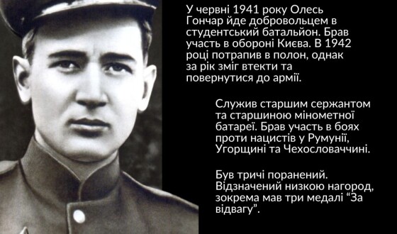 УІНП створив просвітницький слайдер про Олеся Гончара