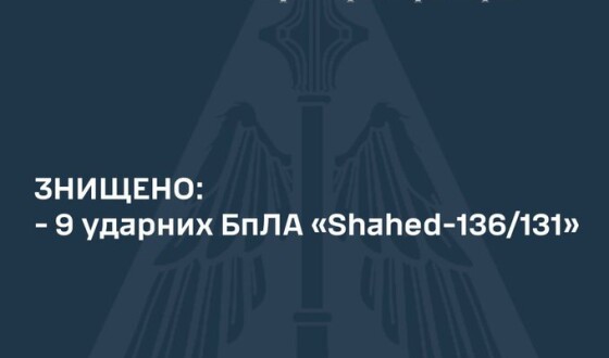 Сили ППО вночі знищили 9 із 10 ударних БпЛА &#8220;Shahed&#8221;