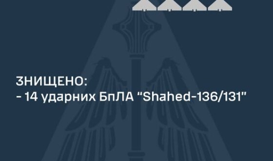 Командування Повітряних Сил: напад 20 шахедів на Україну вночі 31 січня