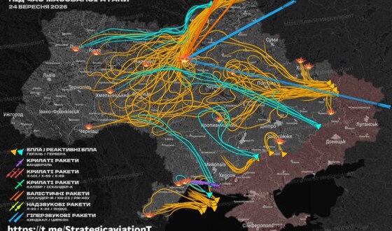 У ніч на 24 вересня ворог атакував Україну шахедами, Цирконами, Іскандерами і Бандеролями