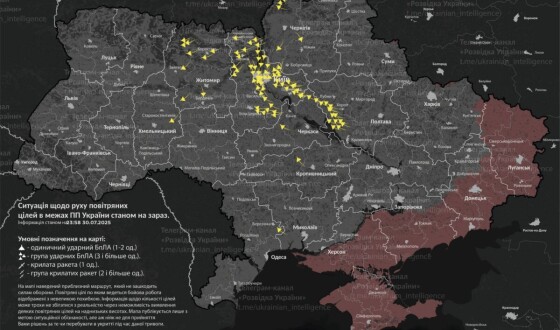 У ніч на 31 липня (із 18.00 30 липня) ворог атакував Україну 317-ма засобами повітряного нападу (309 БпЛА, 8 крилатих ракет)