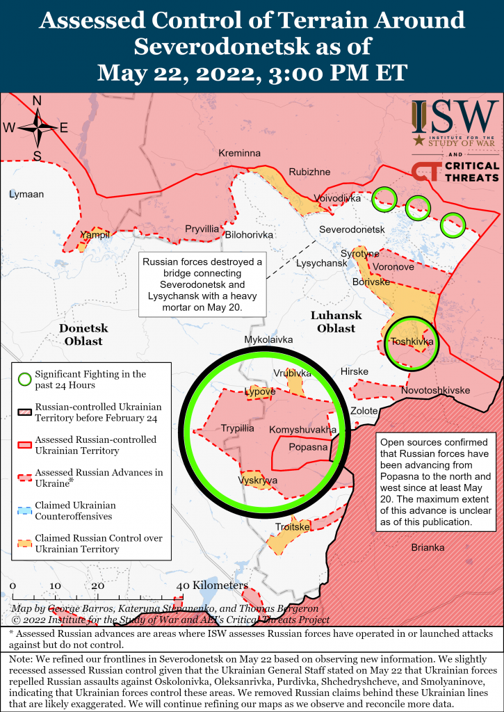 Severodonetsk Battle Map Draft May 22,2022