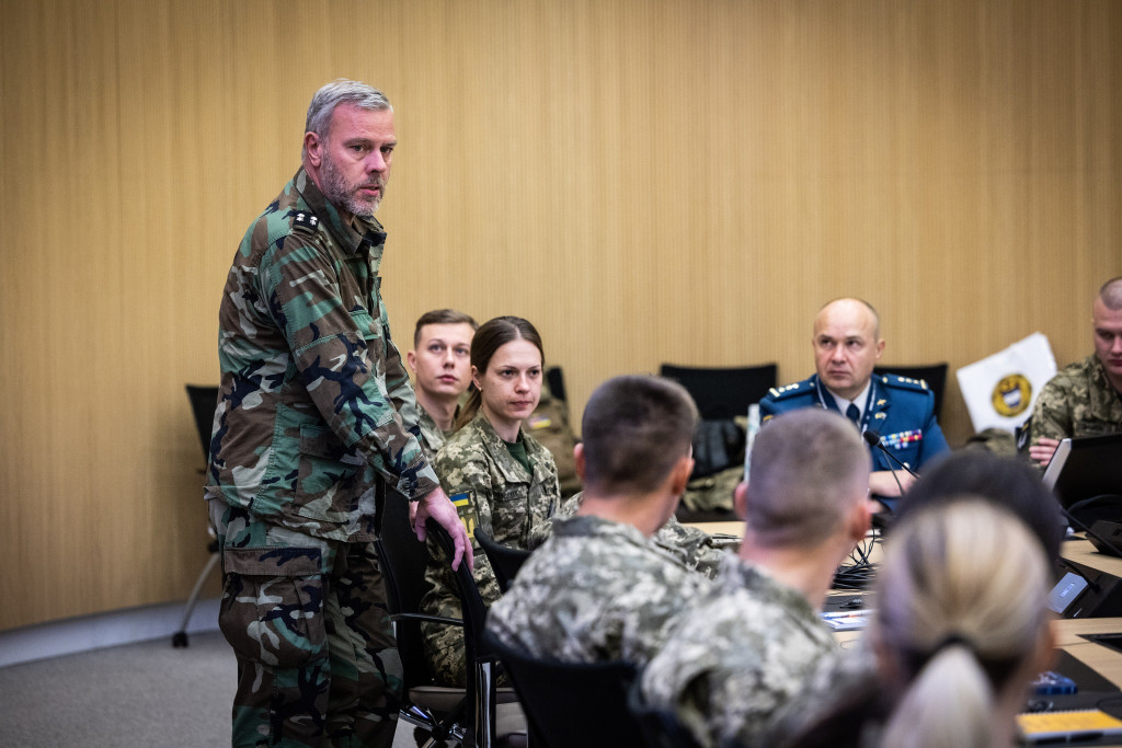 Admiral Rob Bauer, Chair of the NATO Military Committee speaking to the Ukrainian Cadets