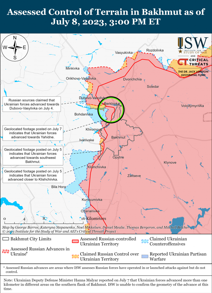 Bakhmut Battle Map Draft July 8,2023