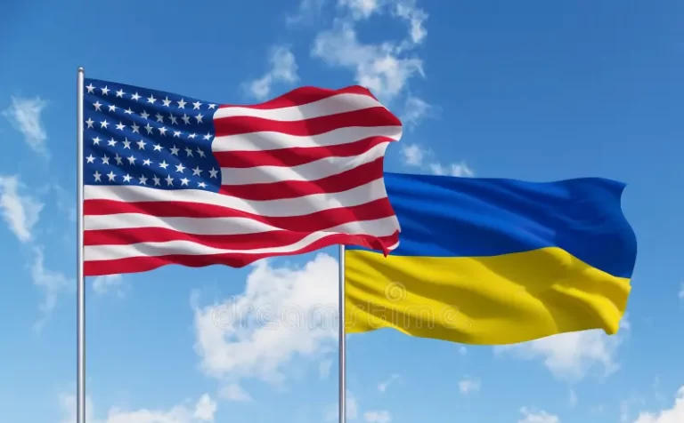 flags-usa-ukraine-two-sky-background