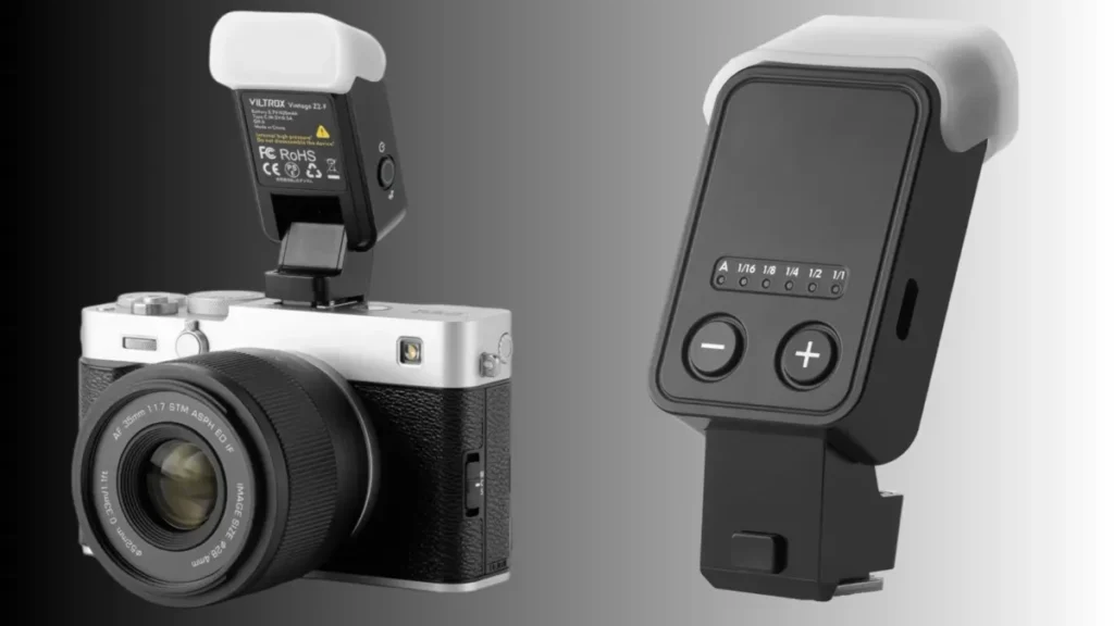 Панель налаштувань спалаху Viltrox Vintage Z2-F з індикатором режиму TTL та купольним розсіювачем